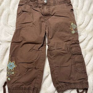 Vintage Cherokee Brown Kids Cargo Pants with Floral Design